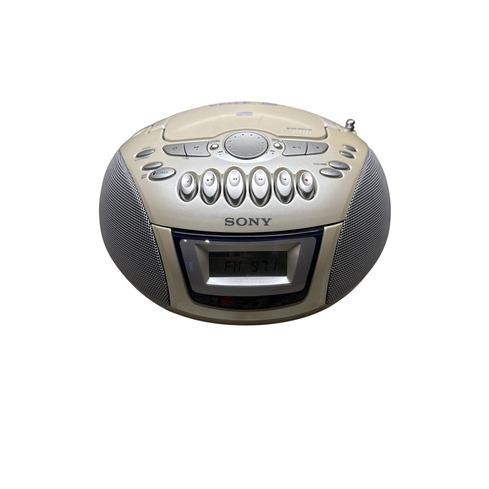 Sony CFD-E75 Portable Boombox CD Player AM/FM Radio Cassette Tested Works